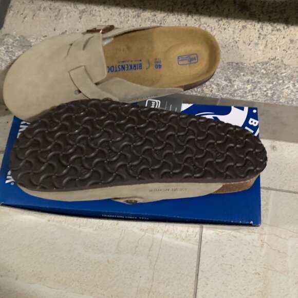 Birkenstock Boston Wome Taupe Suede Leather Soft Footbed New w/box Narrow/Wide - Picture 9 of 9